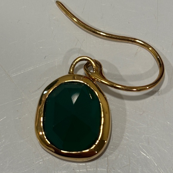 Monica Vinader Gold Plated Vermeil Silver Siren Green Onyx Drop Earrings - Picture 10 of 14